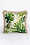 Tropical Leaf Fringe Pillowcase - Natural Green Urban Botanical Beige Tufted Throw Pillow Cover - 4
