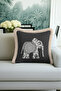 Mandala Elephant Motif Fringed Pillowcase - Ethnic Bohemian Gray Cream Tassel Throw Pillow Cover - 2