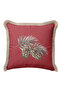Luxury Pinecone Christmas Themed Fringed Pillowcase - Natural Rustic Red Beige Tassel Throw Pillow Cover - 4