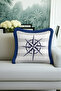 Luxury Compass Motif Fringed Pillowcase - Marine Themed Navy Blue Striped Tassel Throw Pillow Cover - 3