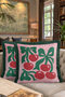 Vintage Cherry Motif Fringed Pillowcase - Green Pink Bohemian Tassel Throw Pillow Cover - 8