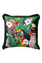 Tropical Birds Fringed Pillowcase - Energetic Green Bohemian Themed Tassel Throw Pillow Cover - 5