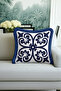 Elegant Palace-Inspired Fringed Pillowcase-Blue White Mediterranean Modern Tassel Throw Pillow Cover - 2