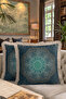Luxury Mandala Fringed Pillowcase - Authentic Bohemian Green Gold Color Tassel Throw Pillow Cover - 8