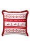 Nordic Christmas Themed Fringed Pillowcase - Vintage Winter Rustic Red White Tassel Throw Pillow Cover - 3