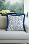 Elegant Baroque Motif Fringed Pillowcase - Luxurious Mediterranean Modern Blue White Tufted Throw Pillow Cover - 2