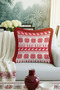 New Year Deer Snowflake Fringed Pillowcase - Xmas Themed Red White Tassel Throw Pillow Cover - 5