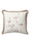 Flamingo Vintage Luxury Fringed Pillowcase-Pink Pastel Nostalgic Light Beige Throw Pillow Cover with Tassels - 3