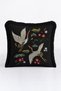 Elegant Crane Bird Fringed Pillowcase - Asian Inspired Bohemian Black Cream Tassel Throw Pillow Cover - 5