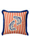 Nautical Striped Luxury Fringed Pillowcase-Fish Themed Coastal Blue Red Tassel Throw Pillow Cover - 3