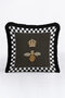 Royal Bee Motif Fringed Pillowcase - Bohemian Black Tassel Throw Pillow Cover with Gold Crown - 5