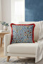 Natural Orchard Fringed Pillowcase - Ethnic Spice Tone Blue Red Tassel Throw Pillow Cover - 2