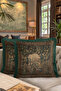 Elegant Luxury Fringed Pillowcase-Taffeta Green Brown Classic Tufted Throw Pillow Cover - 8