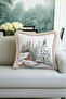 Snow Holiday Fringed Pillowcase - Winter Forest Themed Rustic Beige Green Tassel Throw Pillow Cover - 4