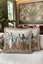 Fringed Pillowcase with Mythological Figure - Ancient Period Bohemian Light Brown Tassel Throw Pillow Cover - 6