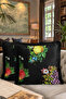 Luxury Orchard Fringed Pillowcase - Elegant Nostalgic Black Purple Yellow Tassel Throw Pillow Cover - 8