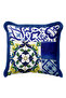 Mediterranean Motif Fringed Pillowcase - Ceramic Eclectic Blue Floral Motif Tassel Throw Pillow Cover