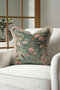 Luxury Floral Bird Motif Fringed Pillowcase - Vintage Green Powder Rustic Tasseled Cushion Cover - 3