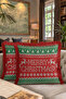 Christmas Motif Fringed Pillowcase - Winter Themed Retro Red Green Tassel Throw Pillow Cover - 8