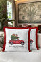 Classic Christmas Car Fringed Pillowcase - Vintage Winter Themed Red Tassel Throw Pillow Cover - 6