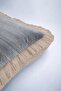 Elegant Modern Luxury Fringed Pillowcase-Linen Textured Gray Beige Minimalist Tufted Throw Pillow Cover - 7