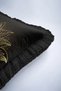 Meditative Lotus Figured Fringed Pillowcase - Spiritual Bohemian Black Cream Tassel Throw Pillow Cover - 7