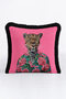 Luxury Leopard Motif Fringed Pillowcase - Artistic Bohemian Pink Black Tasseled Cushion Cover - 3