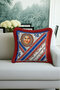 Luxury Fringed Pillowcase with Sun Figure - Classic Mediterranean Retro Red Blue Tassel Throw Pillow Cover - 5