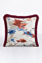 Modern Artistic Luxury Fringed Pillowcase-Wine Burgundy Blue Floral Eclectic Tufted Throw Pillow Cover - 3