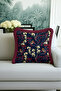 Bird Motif Flower Branch Fringed Pillowcase-Red Blue Scandinavian Burgundy Tufted Throw Pillow Cover - 4