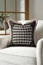 Luxury Harlequin Fringed Pillowcase - Rose Motif Plaid Country Black Beige Tufted Throw Pillow Cover