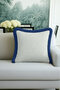 Elegant Leaf Motif Fringed Pillowcase - Natural Nordic Blue Tufted Throw Pillow Cover - 4