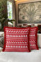 Northern Lights Fringed Pillowcase - Christmas Nordic Red White Tassel Throw Pillow Cover - 6