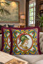 Baroque Art Motif Fringed Pillowcase - Renaissance Themed Eclectic Burgundy Tassel Throw Pillow Cover - 8