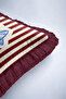 Mediterranean Themed Fringed Pillowcase - Marine Striped Retro Burgundy Blue Tassel Throw Pillow Cover - 7