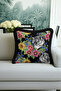 Fringed Pillowcase with Floral and Tiger Motifs - Black Tropical Bohemian Red Tassel Throw Pillow Cover
