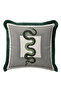 Elegant Green Snake Motif Luxury Fringed Pillowcase-Black Geometric Modern Tufted Throw Pillow Cover - 2