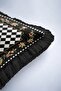 Elegant Harlequin Fringed Pillowcase - Luxury Black Tufted Throw Pillow Cover with Floral Border - 7