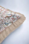 Baroque Garden Motif Fringed Pillowcase - Natural Pastel Vintage Rustic Blue Tufted Throw Pillow Cover - 7