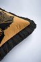 African-Inspired Chic Fringed Pillowcase - Ethnic Safari Black Gold Color Tassel Throw Pillow Cover - 7