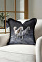 Wild Nature Horse Figured Fringed Pillowcase - Elegant Bohemian Grey Black Tassel Throw Pillow Cover - 3