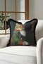 Baroque Cat Portrait Fringed Pillowcase - Noble Green Vintage Bohemian Black Tassel Throw Pillow Cover - 3