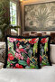 Tropical Bird Floral Fringe Pillowcase - Vibrant Exotic Bohemian Black Tassel Throw Pillow Cover - 6