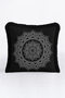 Mandala Art Fringed Pillowcase - Black Bohemian Style White Motif Tufted Throw Pillow Cover - 3