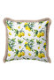 Lemon Garden Fringed Pillowcase - Mediterranean Breeze Modern Green Yellow Tassel Throw Pillow Cover - 2