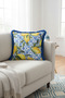 Mediterranean Lemon Fringed Pillowcase - Vibrant Blue White Italian Style Tassel Throw Pillow Cover - 5