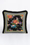Floral Gold Fringed Pillowcase - Black Eclectic Checkered Tufted Throw Pillow Cover - 3