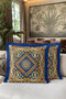 Antique Mosaic Portrait Luxury Fringed Pillowcase-Blue Geometric Navy Tassel Throw Pillow Case - 6