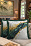 Luxury Marble Effect Fringed Pillowcase - Modern Gold Color Emerald Tassel Throw Pillow Cover - 8