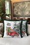 Xmas Christmas Carriage Fringed Pillowcase-New Year Pine Tree Themed Dark Green Tassels Throw Pillow Cover - 6